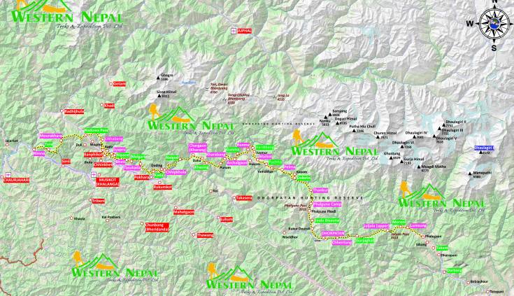 Map of Dhorpatan treks